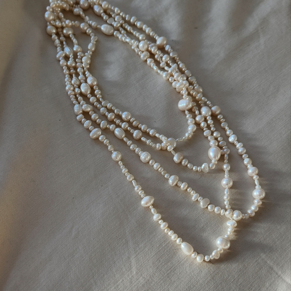 Genuine Freshwater Pearl Long Layer Necklace